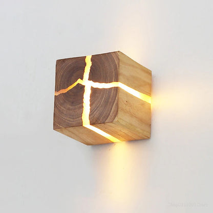 WoodAura Wall Light | Hand-Carved Solid Wood Resin Design 0