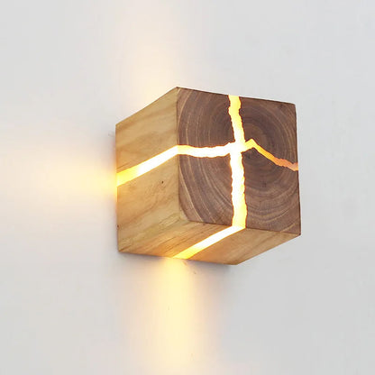 WoodAura Wall Light | Hand-Carved Solid Wood Resin Design 1