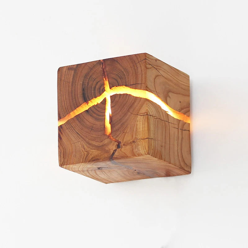 WoodAura Wall Light | Hand-Carved Solid Wood Resin Design 7