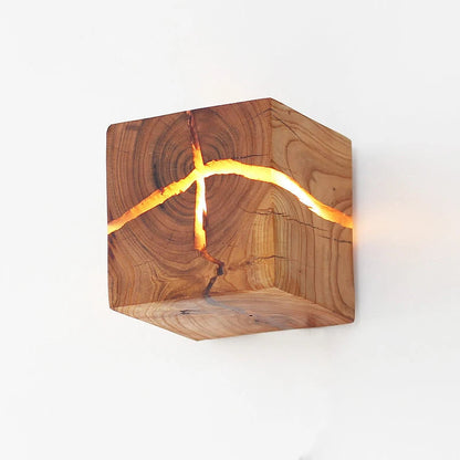 WoodAura Wall Light | Hand-Carved Solid Wood Resin Design 7