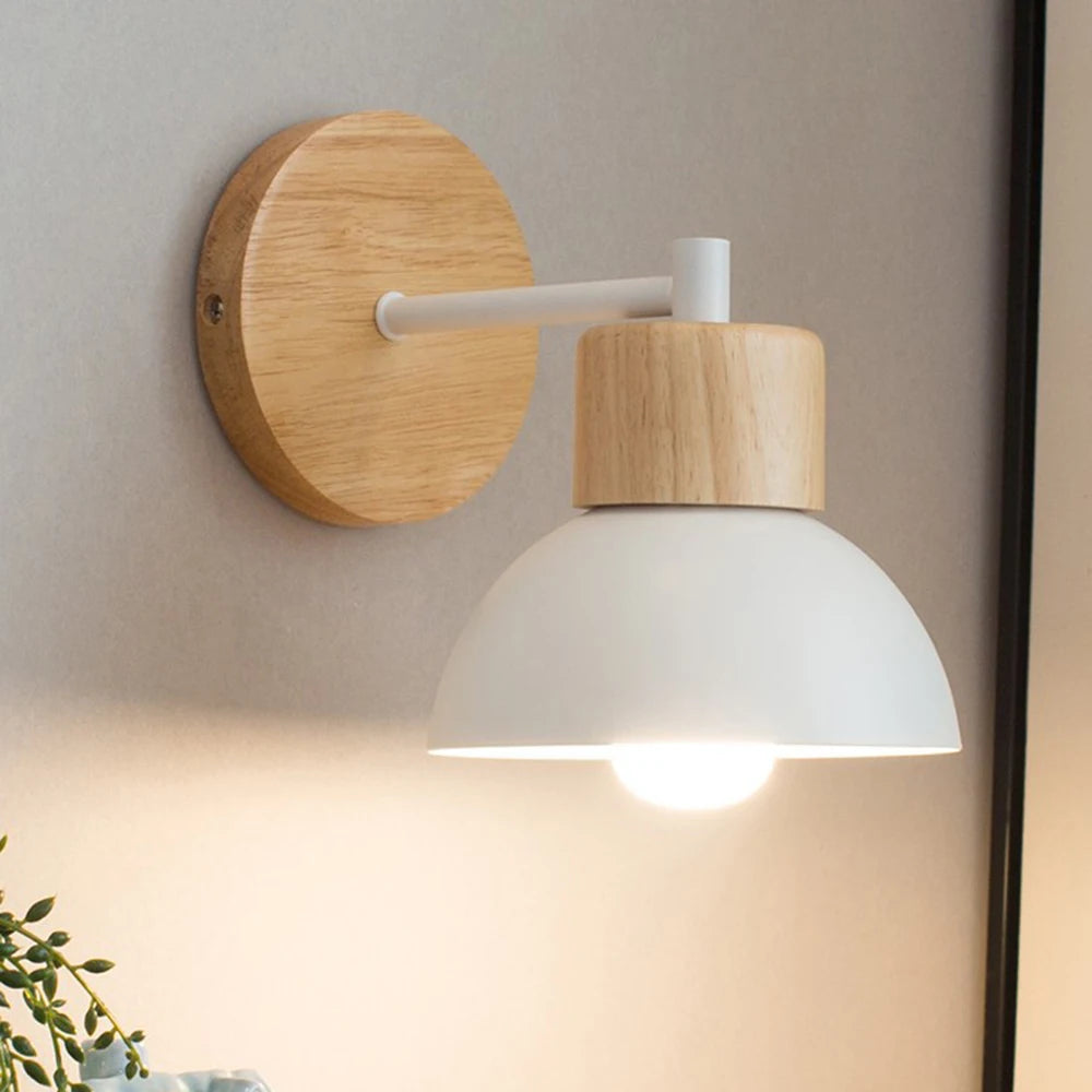 Wood & Metal Wall Lamp | Modern Nordic Bedside Light 0