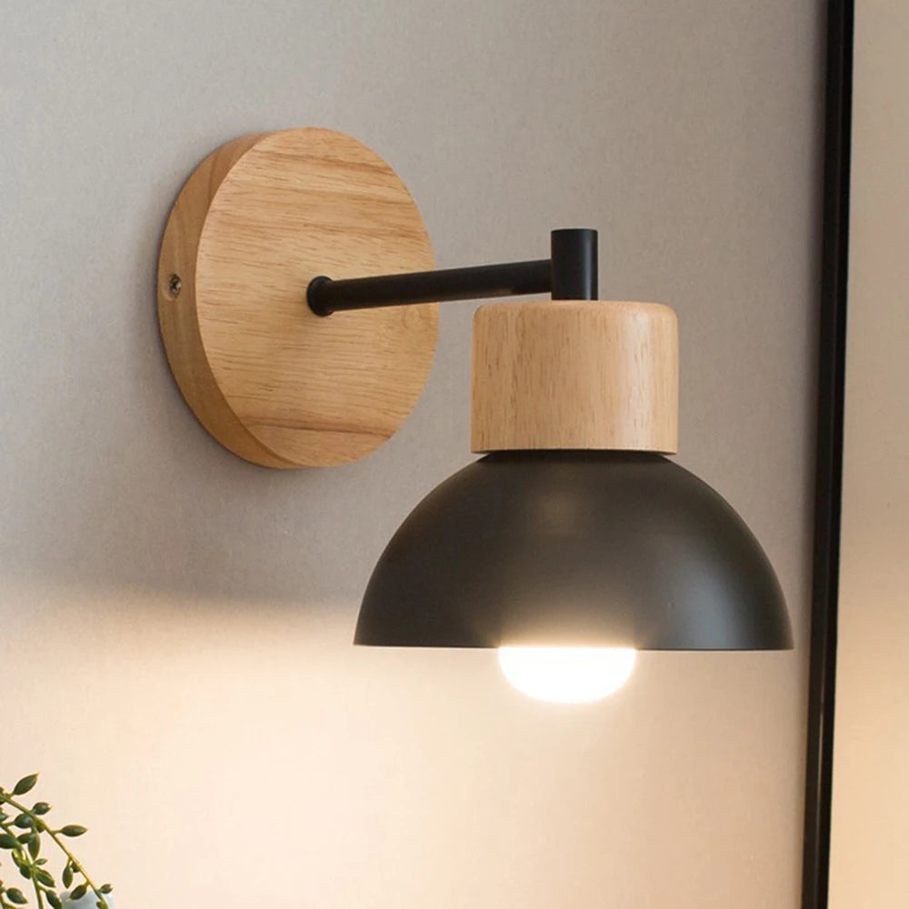Wood & Metal Wall Lamp | Modern Nordic Bedside Light 1