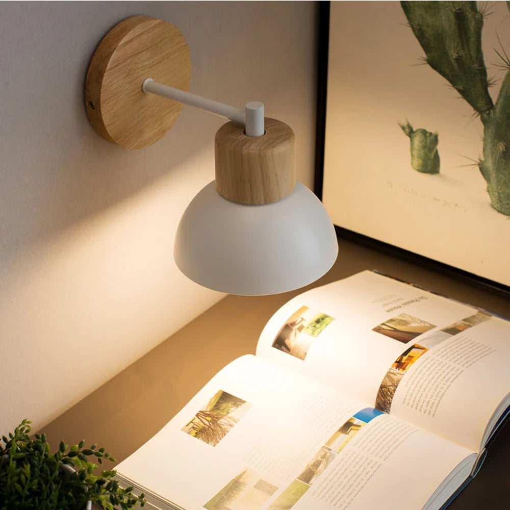 Wood & Metal Wall Lamp | Modern Nordic Bedside Light 3