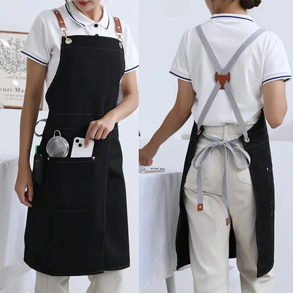 WorkEase | Waterproof Canvas Apron | Split Skirt Design with Pockets 1